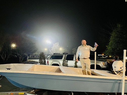 February 2022, East Carolina Banquet Boat Raffle, 2022 Rabco 16’ Buccaneer boat. Winner – Michael Harrell, Pinetops, NC.