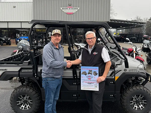 Congrats to the Kawasaki Side X Side Raffle Winner, Jon Raiford of Seven Springs, NC!